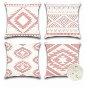 OTOSTAR Outdoor Waterproof Throw Pillow Covers 16x16” Pink Set of 4